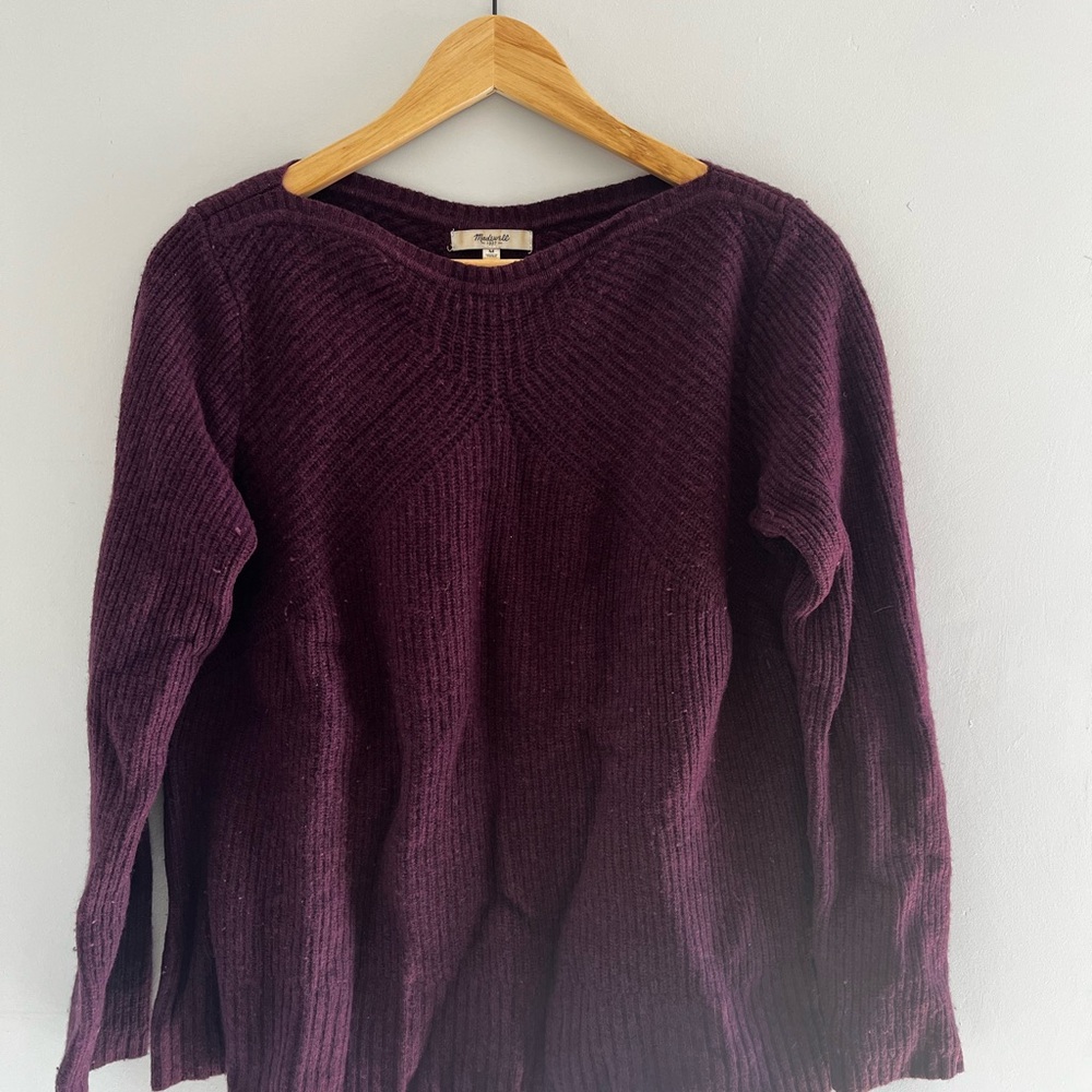 Madewell Purple Crew Neck Sweater Elegant Textured Knit